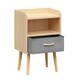 preview thumbnail 34 of 38, Kids Wood Side Table Nightstand With Fabric Drawer and 2-Tier Shelf