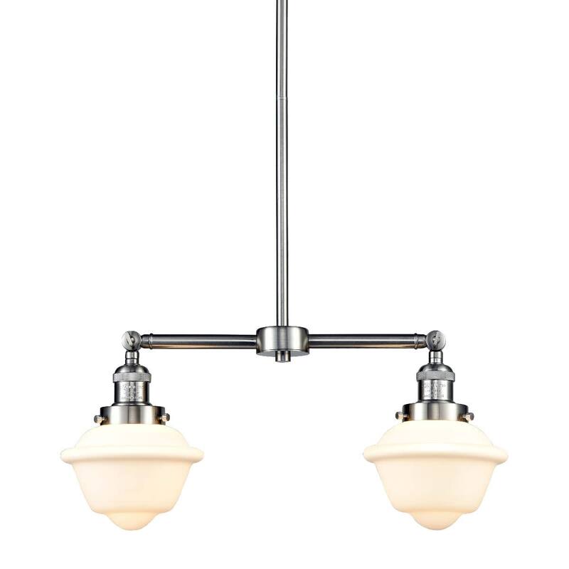 Innovations Lighting Small Oxford 2 Light 24" Wide Linear Chandelier - Brushed Satin Nickel / Matte White Cased