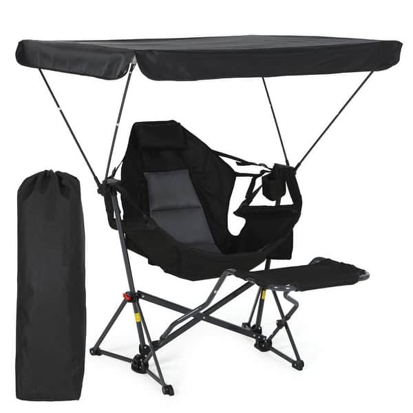 Hammock Rocker Chair Portable Hammock Rocking Chair with Adjustable Canopy & Footrest for ...