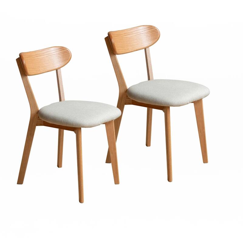 Solid Wood Dining Chair - Set of 2 - Light Gray