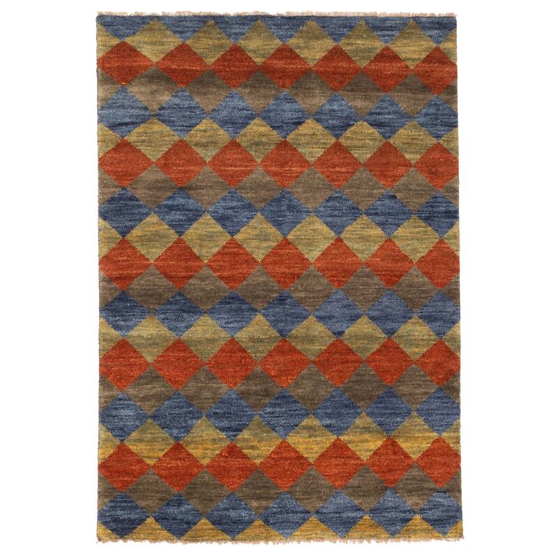 ECARPETGALLERY Hand-knotted Pak Finest Gabbeh Dark Blue Wool Rug - 4'7 x 6'7