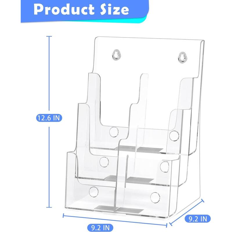 Acrylic Clear Literature Holder Brochure Display Stand for Office Paper Filing and Magazine