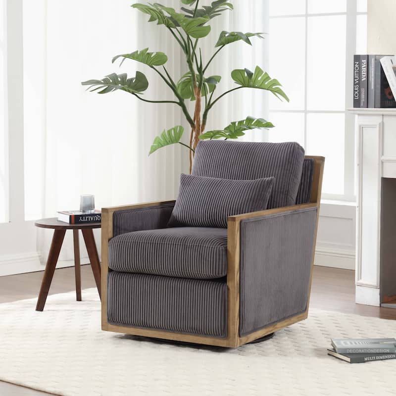 Swivel Barrel Chair, Comfy Accent Sofa Chair for Living Room, 360 Degree Swivel Barrel Club Chair - Grey