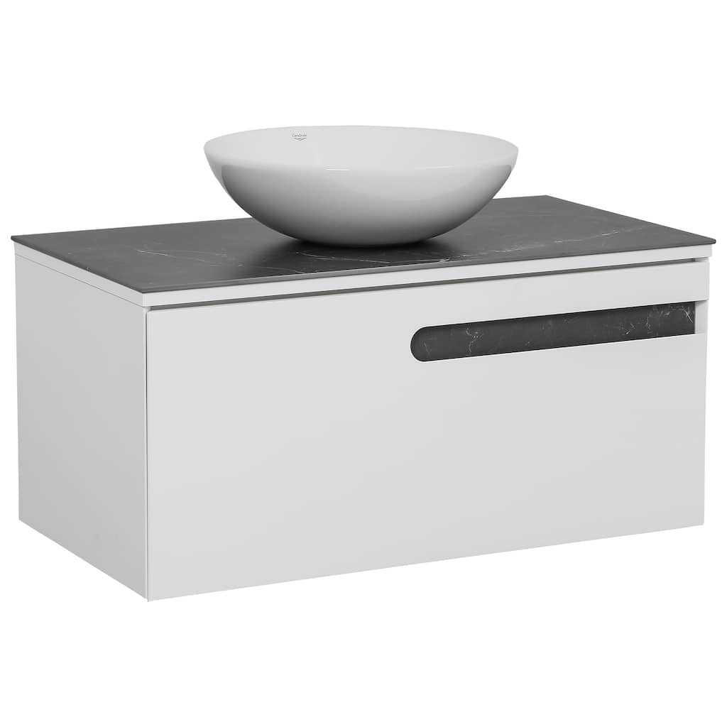 Modern Wall-Mount Bathroom Vanity with Washbasin Austin White Matte Non-Toxic MDF-40"-Diamond 32"