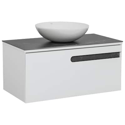 Modern Wall-Mount Bathroom Vanity with Washbasin Austin White Matte Non-Toxic MDF-40"-Diamond 40"