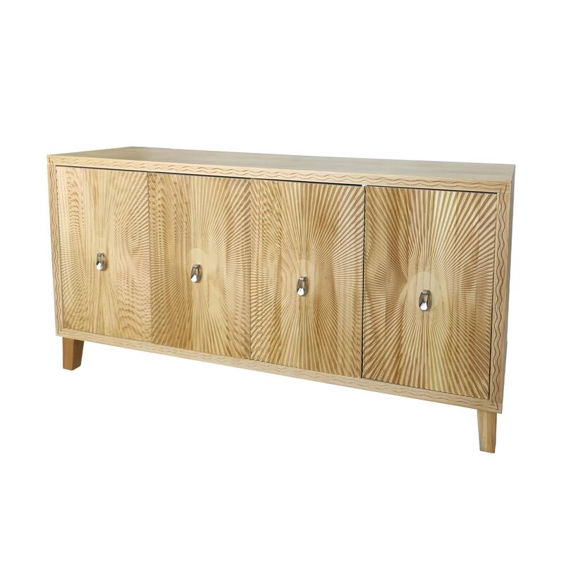 Carved Scatter Pattern Sideboard Bar Cabinet Buffet Cabinet, Natural