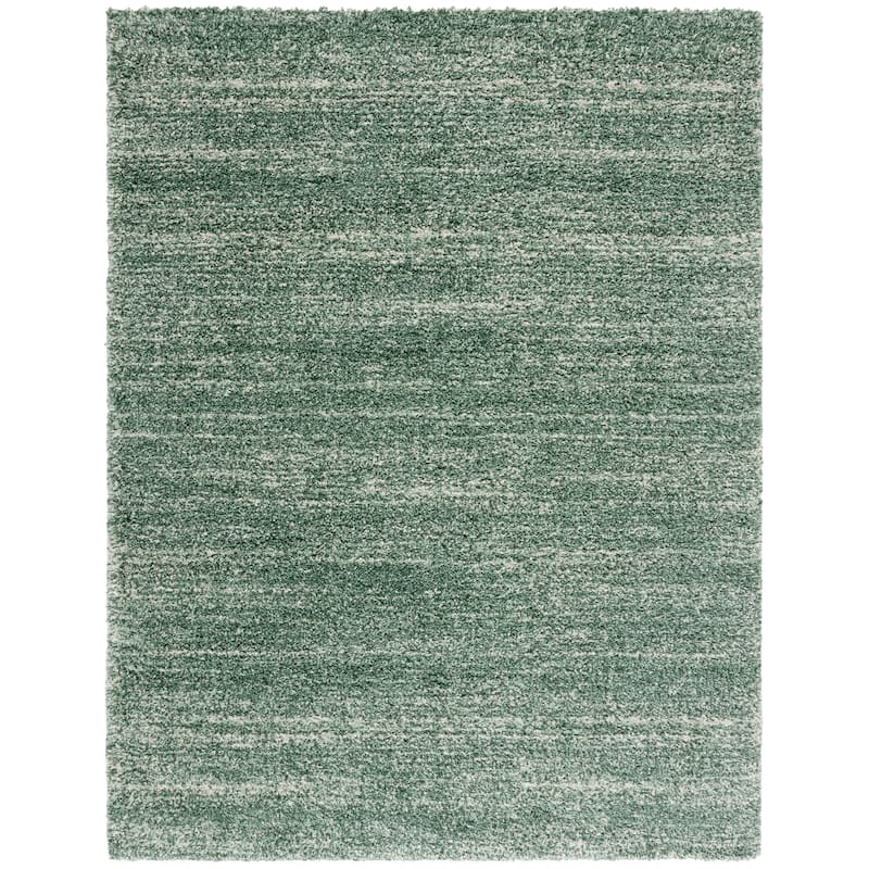 SAFAVIEH Hudson Shag Justine Modern 2-inch Thick Rug - 9' x 12' - Green/Ivory - Rectangle