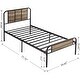 preview thumbnail 5 of 3, Grey Wood and Metal Twin Platform Bed Frame with Rounded Headboard and Footboard, 13 Slats