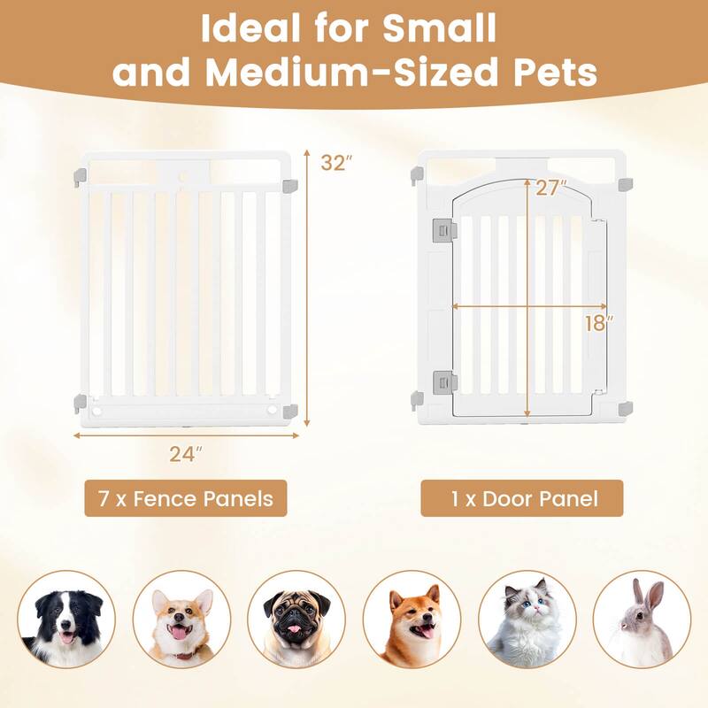 Costway 8/16-Panel 32” Tall Plastic Dog Panel with Securing Locking