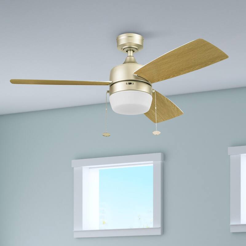 44" Honeywell Barcadero Matte Black Contemporary Indoor LED Ceiling Fan with Light, Pull Chain