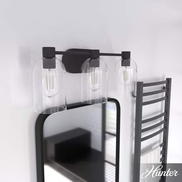slide 2 of 14, Hunter Lochemeade 3-Light Vanity Wall Light, Damp-rated - Bathroom, Laundry - Modern Farmhouse, Contemporary, Industrial Noble Bronze