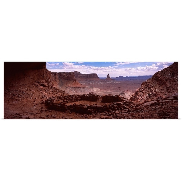 "Stone circle on an arid landscape, False Kiva, Canyonlands National Park, San Juan County, Utah," Poster Print