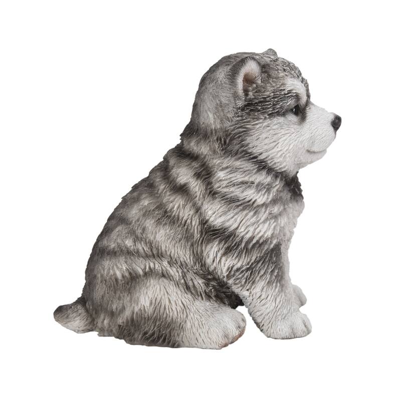 6.5" Sitting Malamute Puppy Outdoor Garden Statue