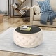 preview thumbnail 1 of 16, Chana Glam Velvet and Tempered Glass Coffee Table Ottoman by Christopher Knight Home