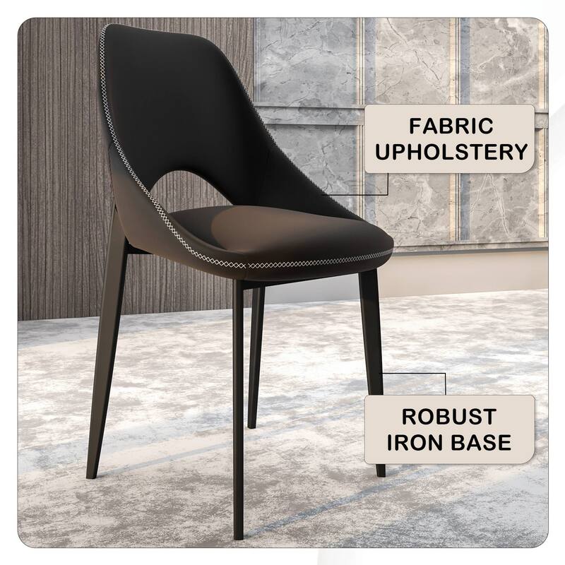 Amalfi Set of 2 Dining Chairs- Elegant Mid-Century Modern Chair w Open Back & Metal Legs for Kitchen, Dining Room & Small Spaces
