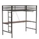 preview thumbnail 9 of 7, Twin Loft Bunk Black with Cinnamon Wood Desk and Closet Rod