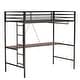 preview thumbnail 9 of 9, Twin Size Loft Bed with Cinnamon Wood Desk and Closet Rod,Kids Bed Design