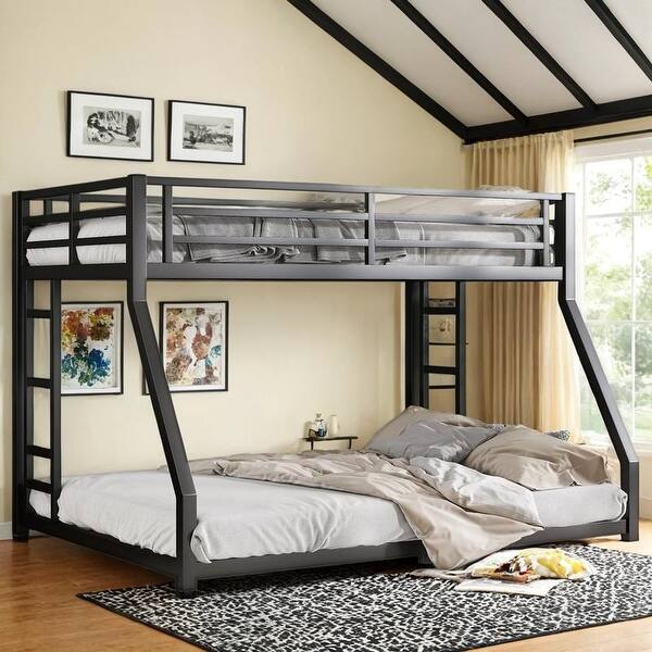 slide 2 of 11, Metal TwinXL/FullXL over Queen Bunk Bed with Under Bed Storage Queen