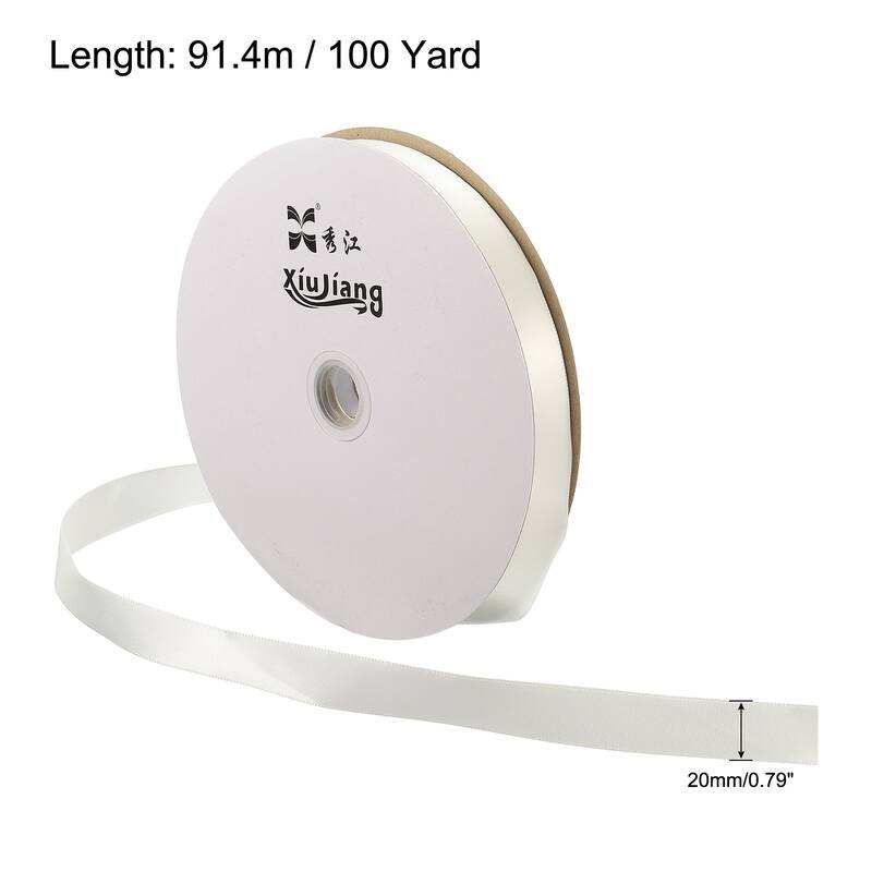 Satin Ribbon, Double Face Solid Crafts Roll for Party Home Decoration - Raw White