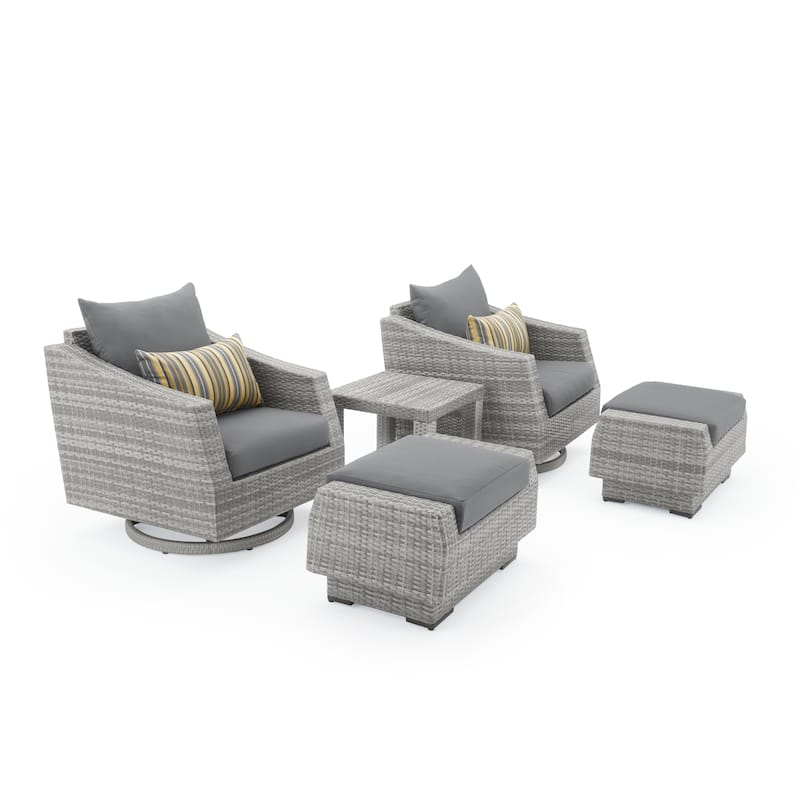Cannes 5 Piece Aluminum Outdoor Motion Club & Ottoman Set