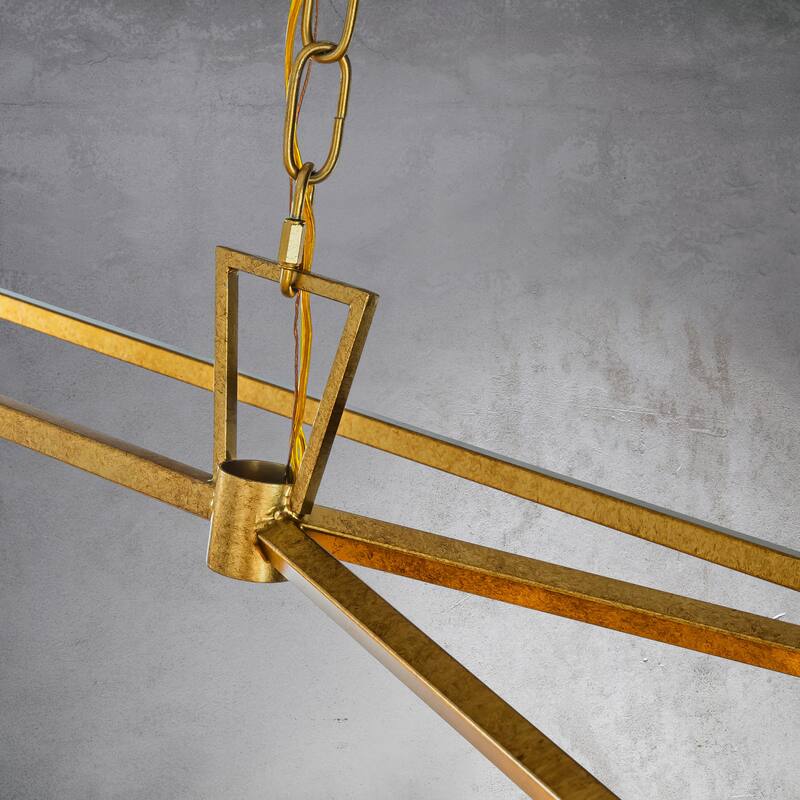 CraftHome 6-Light 54" Modern Farmhouse Geometric Matte Gold Large Metal Chandelier For Kitchen Island - N/A