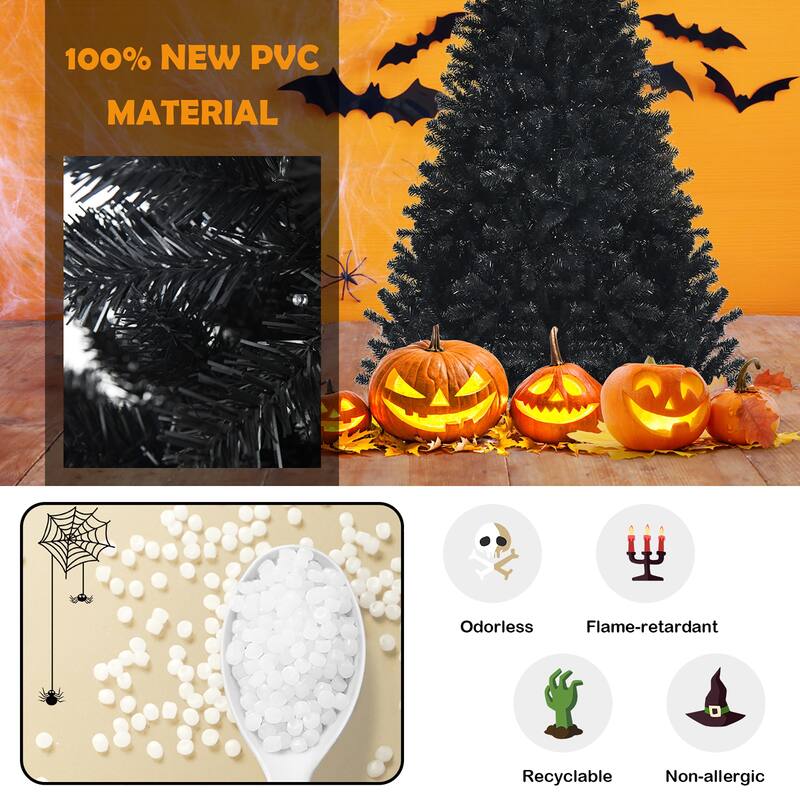 Costway 7ft Pre-lit PVC Christmas Tree Black w/ 500 Purple LED Lights