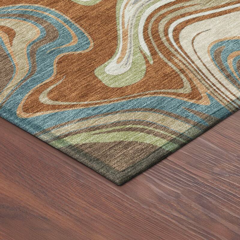 Machine Washable Indoor/ Outdoor Contemproary Fusion Chantille Rug