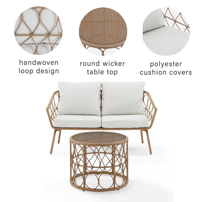 Juniper 2Pc Outdoor Wicker Conversation Set - 67"x54.5"x36"