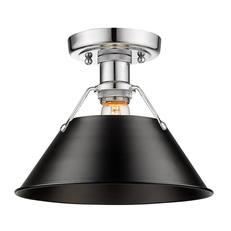 Yep by Golden Lighting Orwell 1-light Flush Mount in Chrome and Matte Black shade