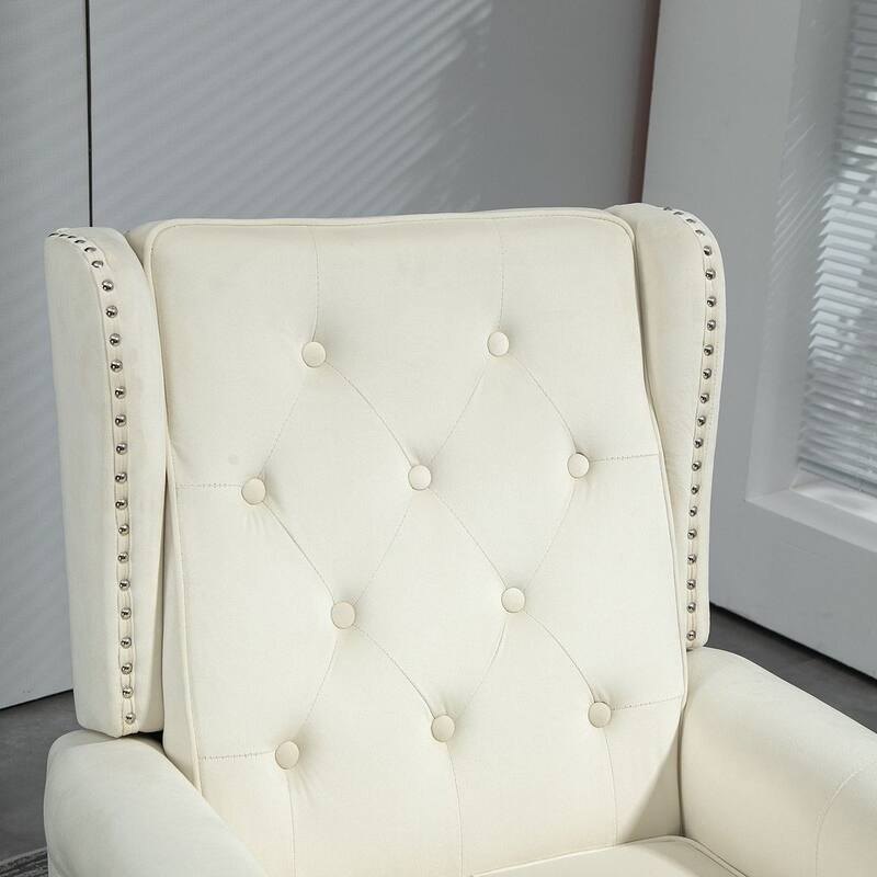 Transitional Wingback Accent Chair Armchair with Sturdy Wood Legs
