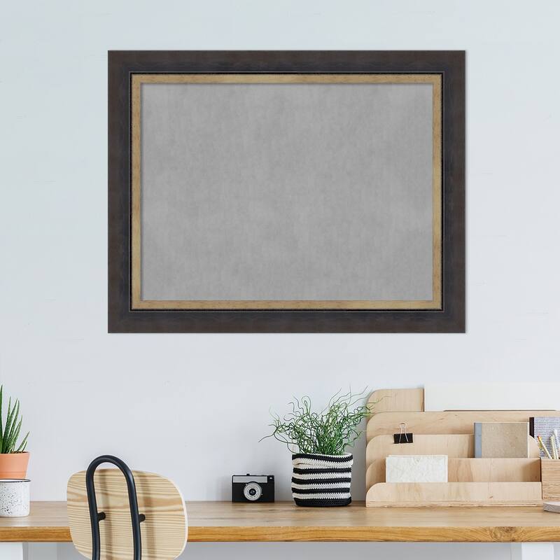 Amanti Art Hammered Charcoal Tan Framed Magnetic Board