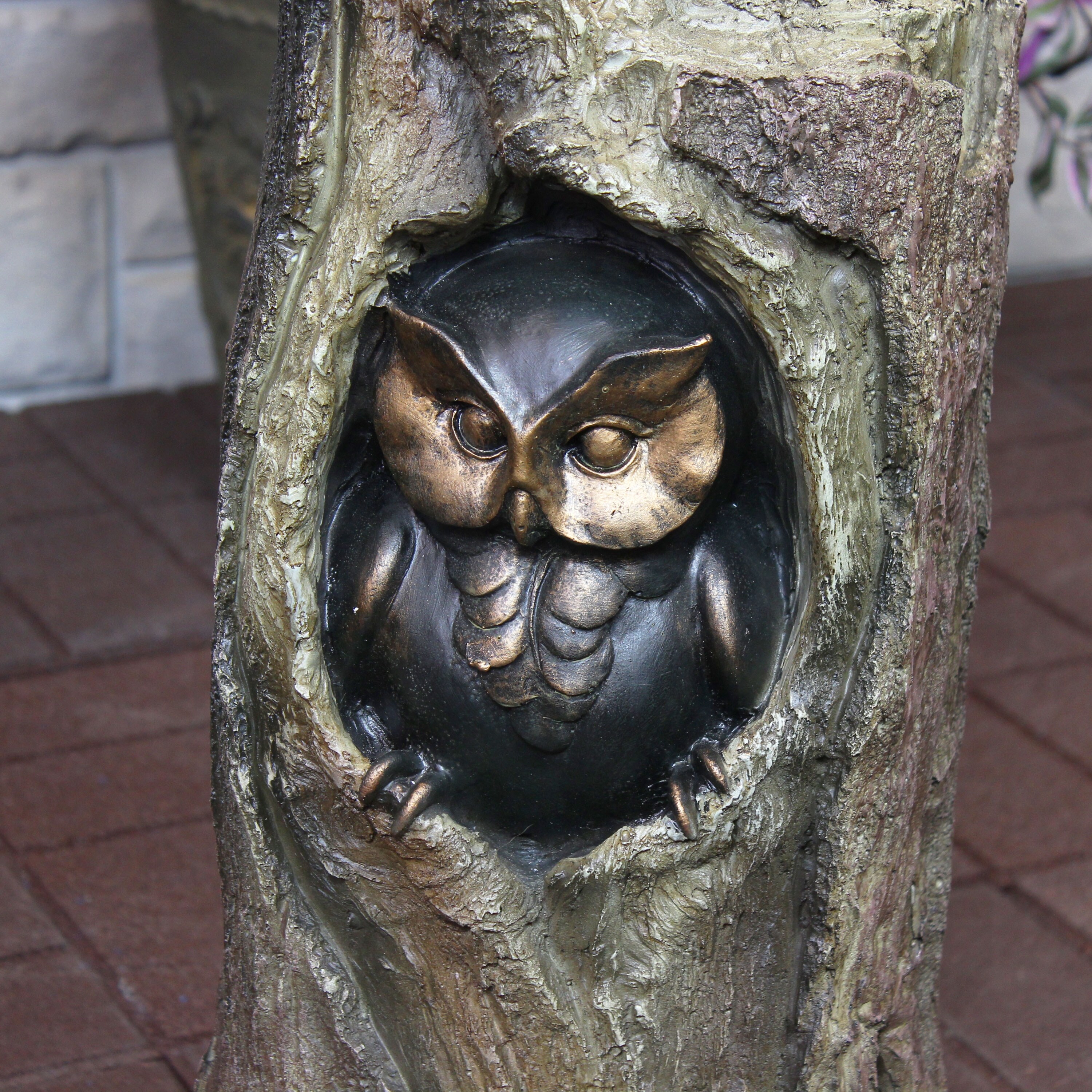 Sunnydaze Owl Duo on Tree Stump Polyresin Outdoor Garden Statue