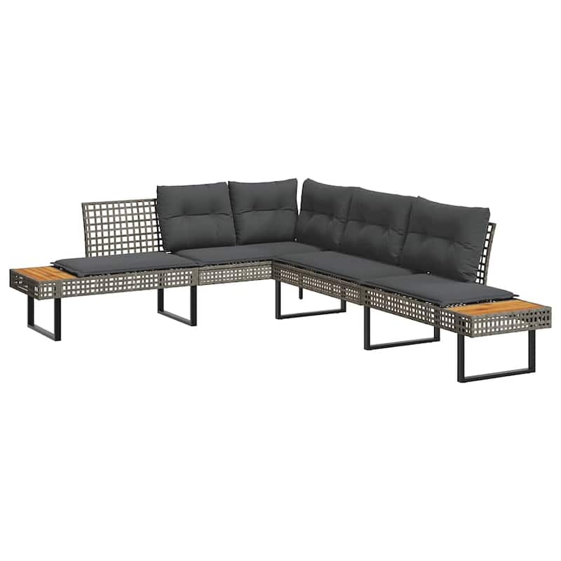 vidaXL 2 Piece Patio Sofa Set with Cushions Outdoor Garden Poly Rattan and Glass - 111.0 x 89.8 x 29.1
