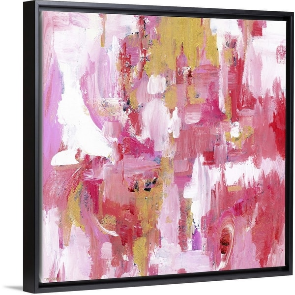 Shop Abstract Dream Pink Gold Black Float Frame Canvas Art