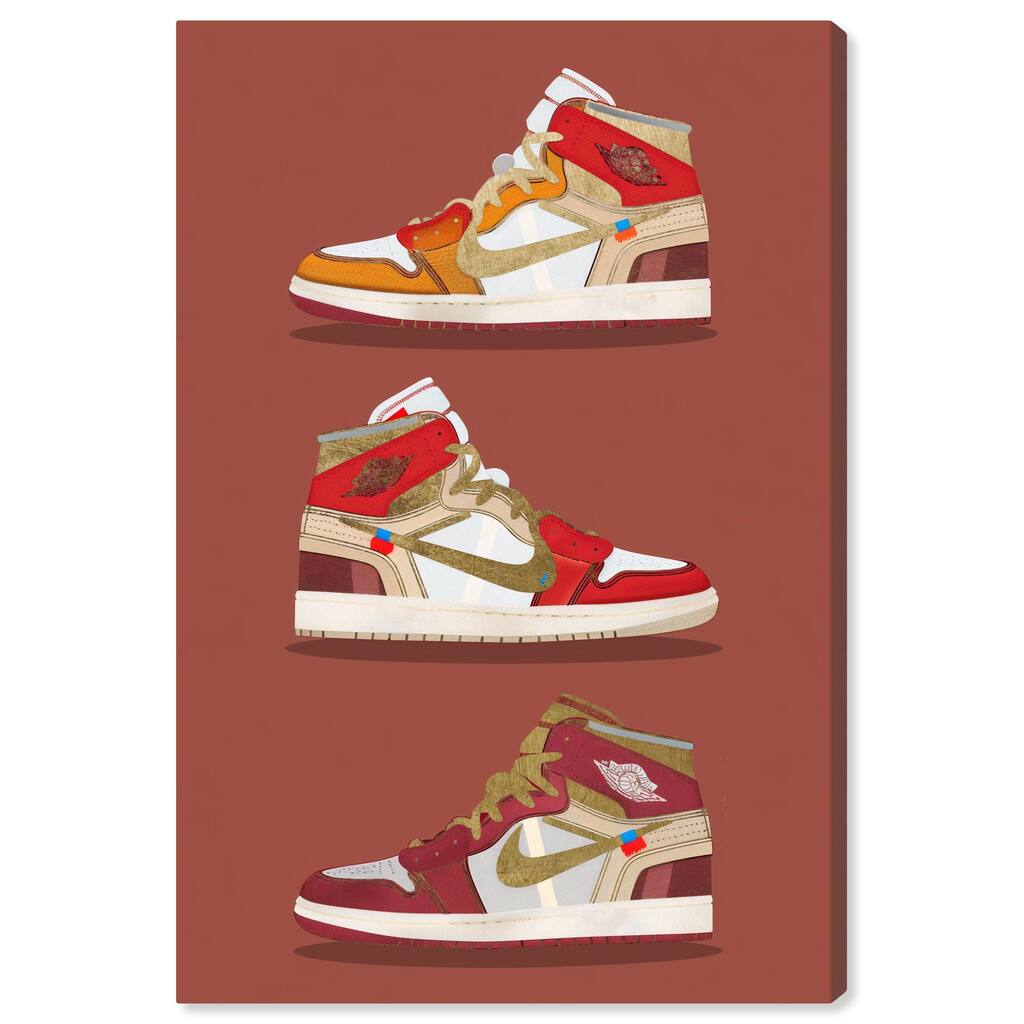 Sneaker Lineup Red Canvas by Art Remedy, Gallery Wrapped
