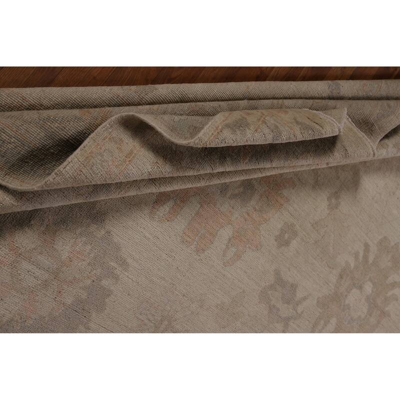 Earth Tone Vegetable Dye Oushak Area Rug Handmade Wool Carpet - 9'7"x 13'5"