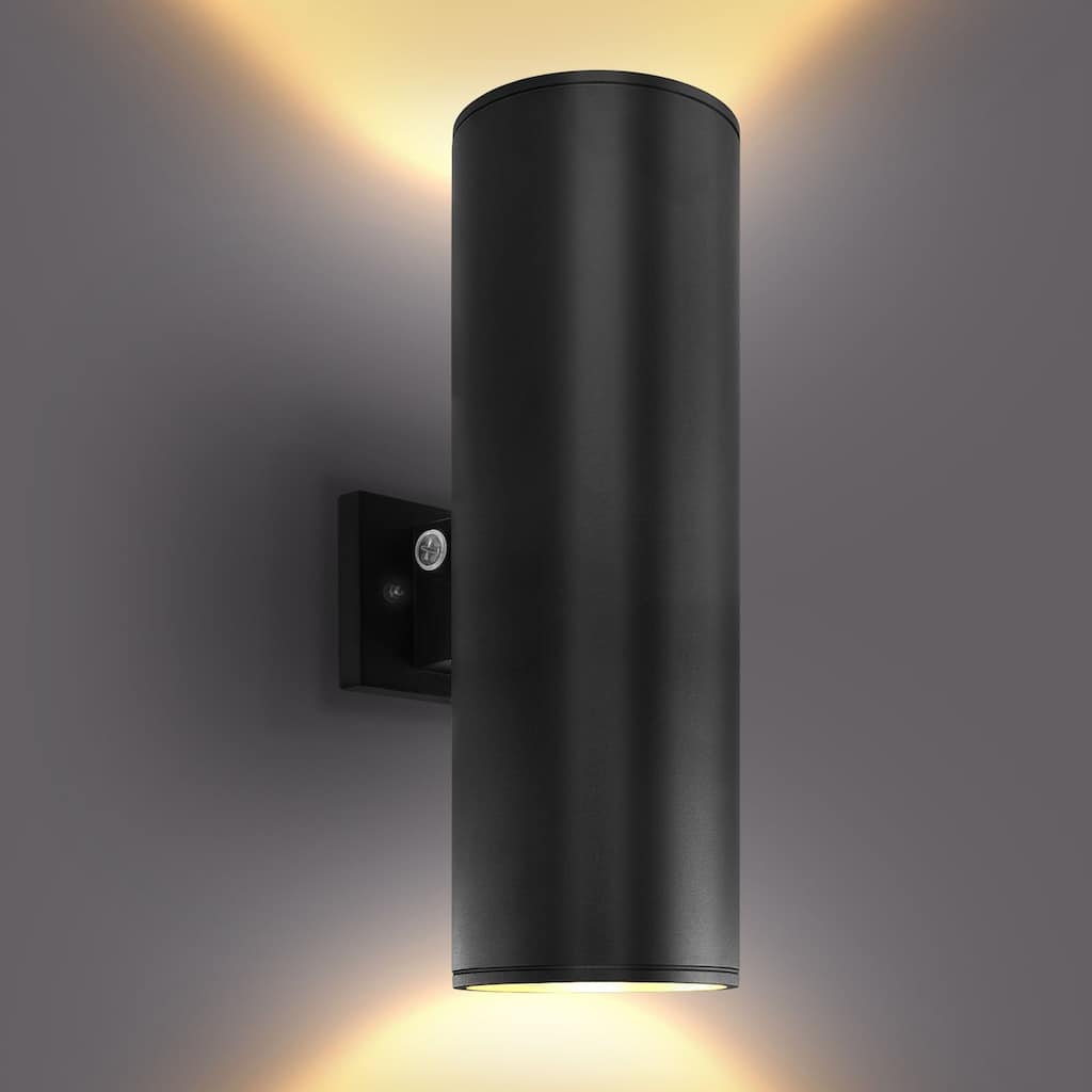 Luxrite Dusk to Dawn LED Modern Outdoor Wall Light, 18", Up or Up and Down Light, 3CCT 3000K-5000K, 20/30/40W, IP65, ETL