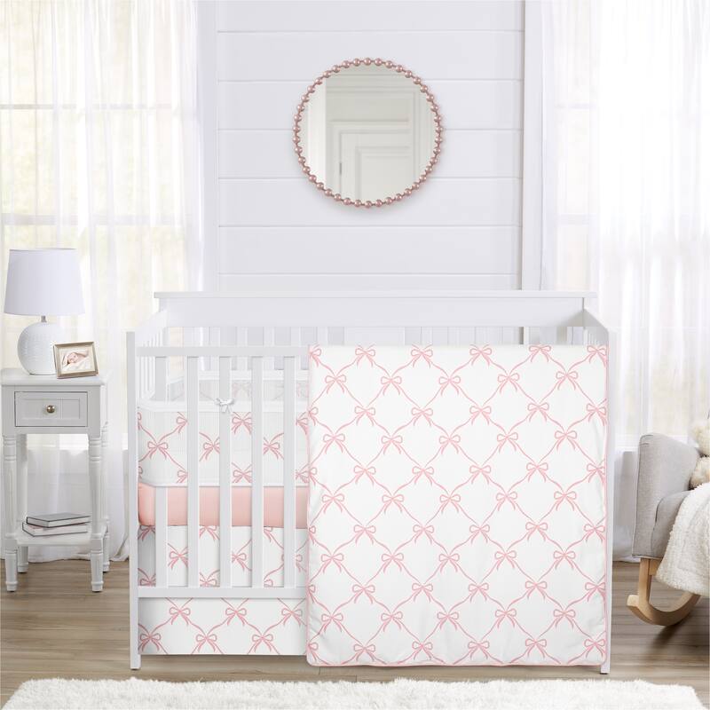 Sweet Jojo Designs Pink Bows Girl Sweet Jojo Designs 5pc Crib Bedding + BreathableBaby Breathable Mesh Liner - Ballet Collection