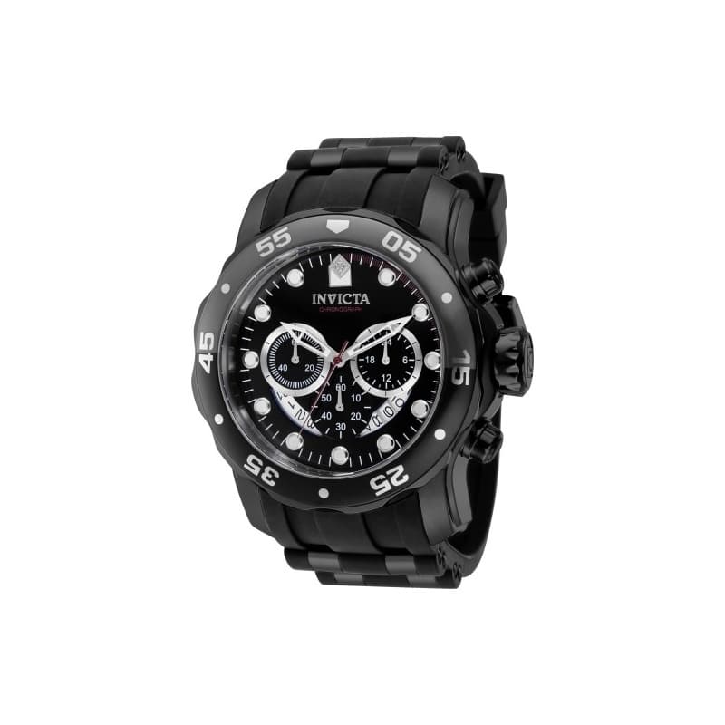 Invicta Men's 37231 Pro Diver Quartz Chronograph Black, Red Dial Watch - Black