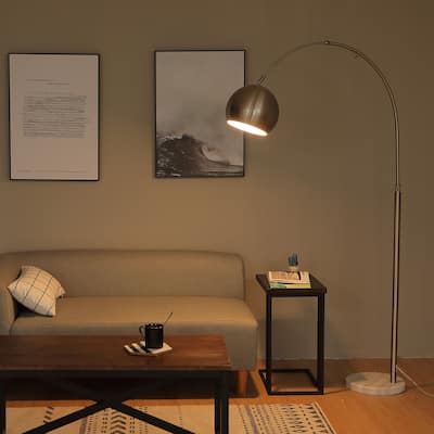 CO-Z 70" Adjustable Nickel Arcing Modern Floor Lamp with Rotating Shade Marble base
