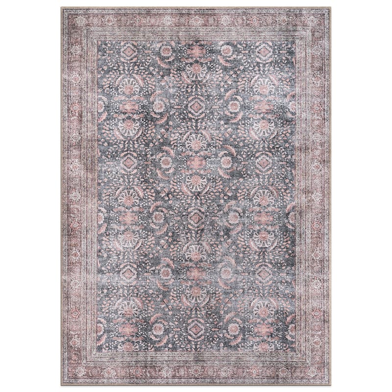 World Rug Gallery Vintage Inspired Machine Washable Non Slip Area Rug