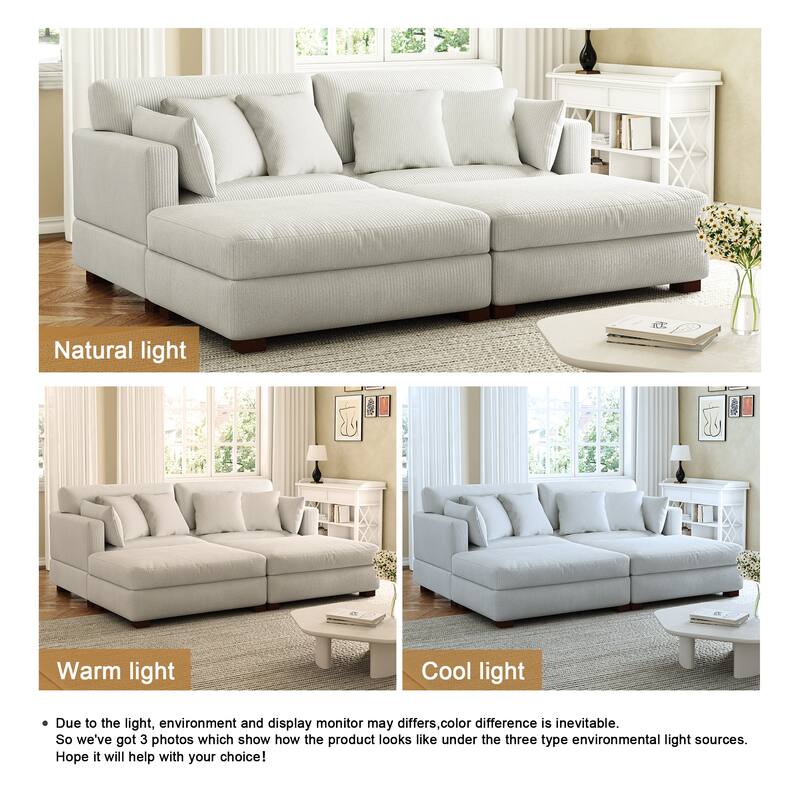 Corduroy Modular Sectional Sofa Deep Seat Corner Sofas & Ottomans