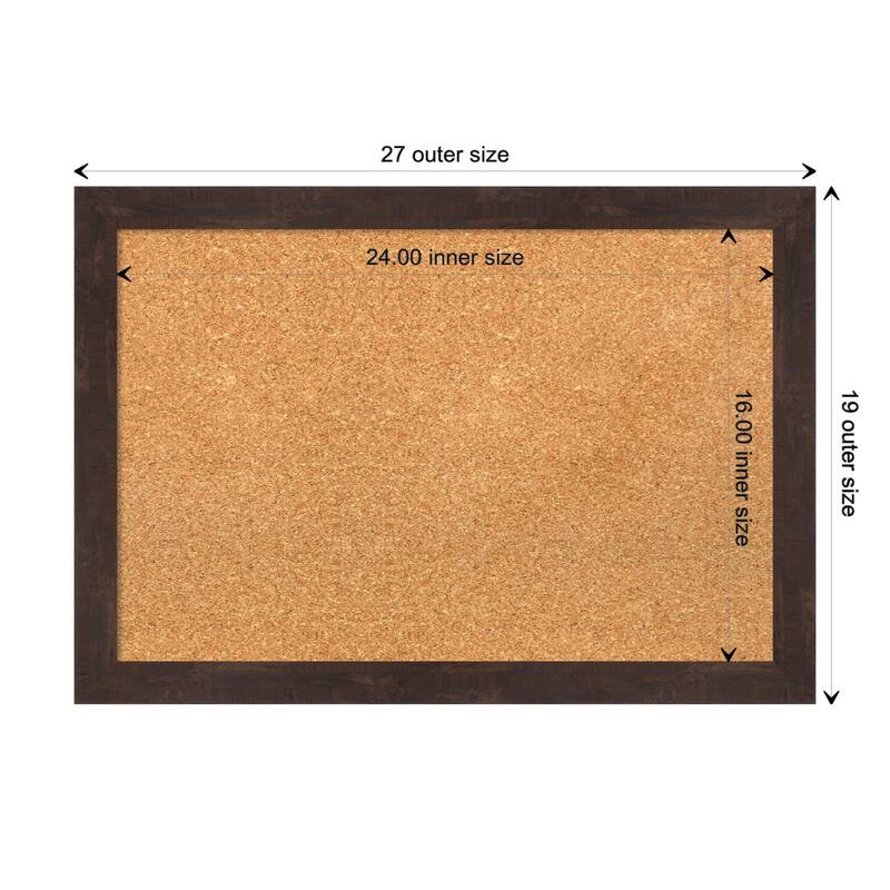 Fresco Wood Framed Natural Corkboard Bulletin Board - Fresco Dark Walnut - Board Size 24x16