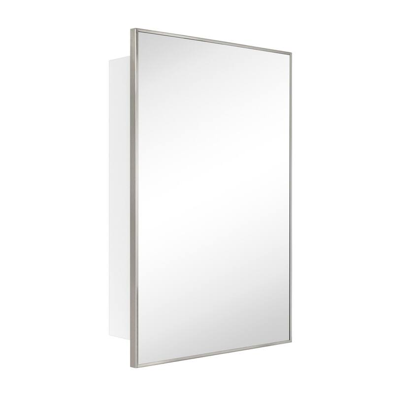 TEHOME Velin Recessed and Surface Mount Bathroom Medicine Cabinet with Mirror Square Cornered Metal Framed Rounded Rectangle