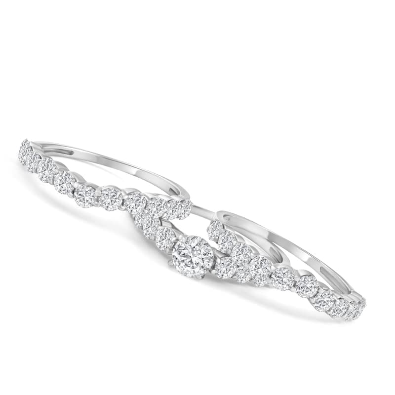2 3/4Ct Diamond Trio Engagement Wedding Ring White Gold Matching Wedding Set