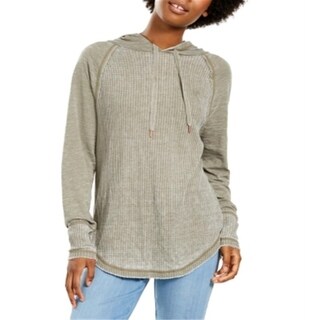 American Rag Women's Waffle Hooded Thermal Top Green Size XX-Small ...