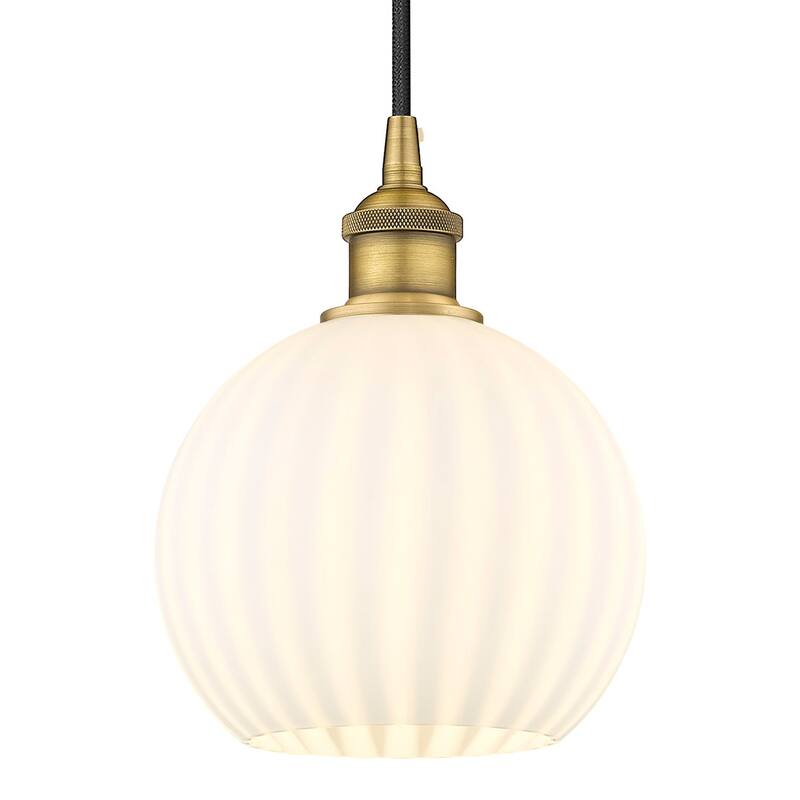 Innovations Lighting 616-1P 10 8 White Venetian Pendant White Venetian - Brushed Brass