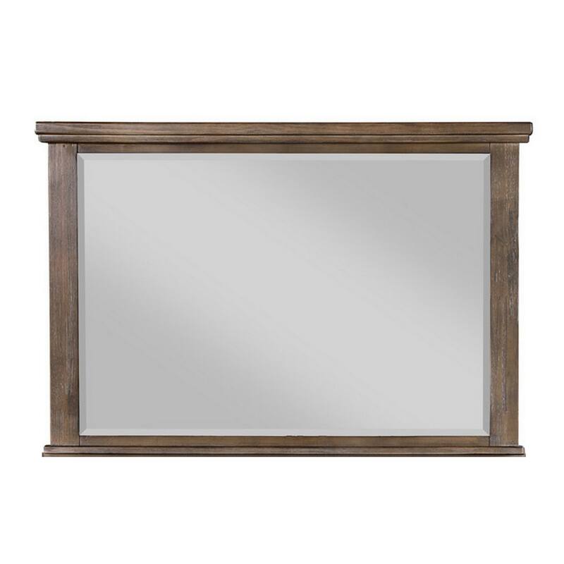 Lan 40 x 47 Dresser Mirror, Tempered Glass, Rectangular, Rustic Taupe