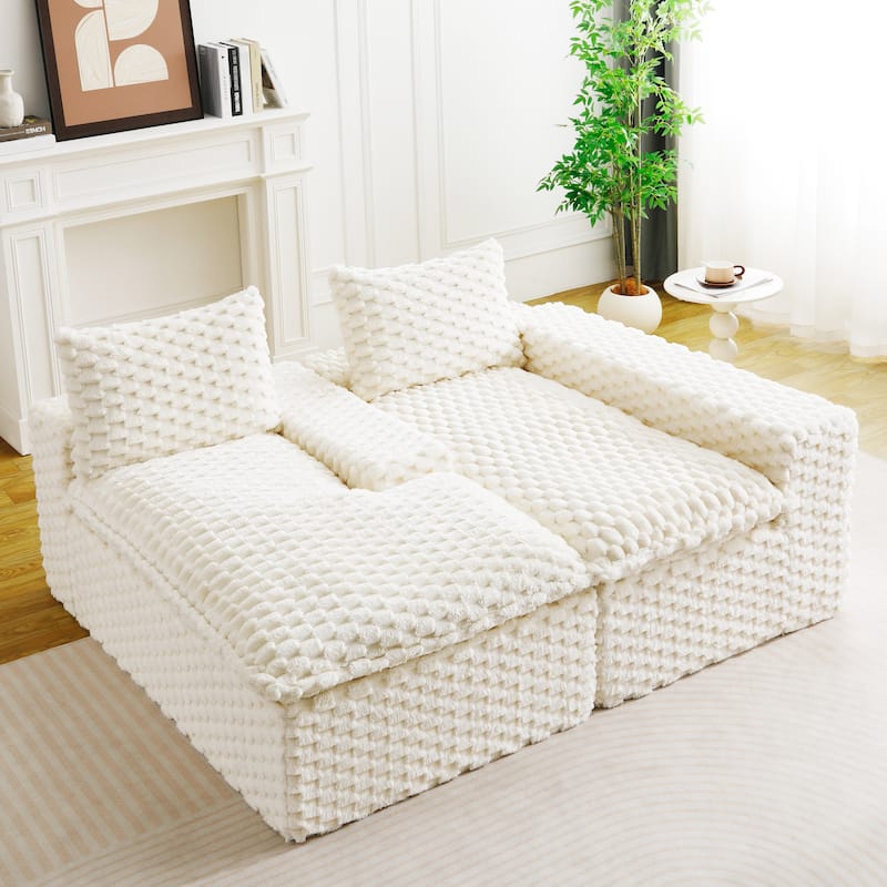 Versatile Turtle Velvet Sectional Sofa with Loveseat Couch and Chaise Lounge, Free Combination Modular Compressed Couch