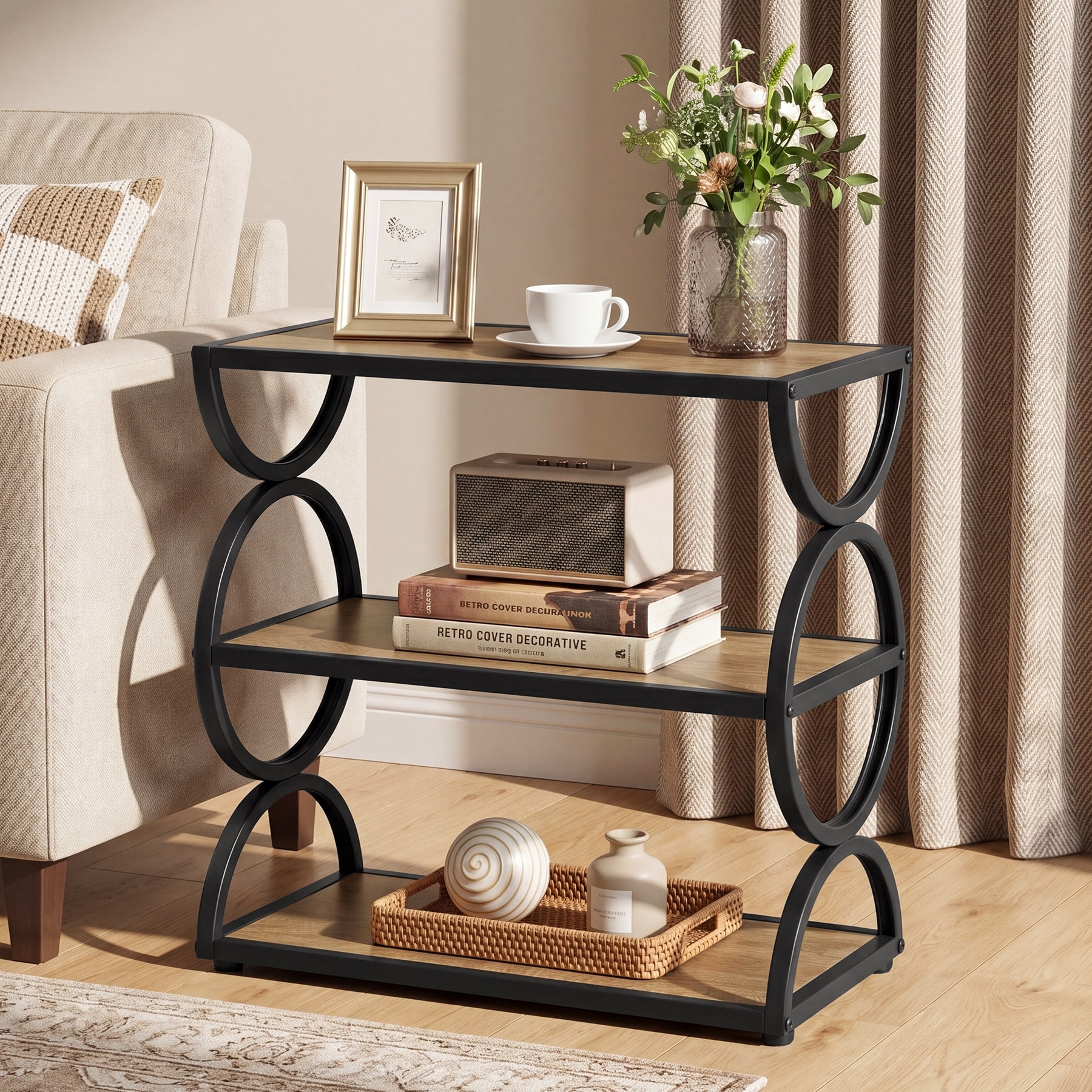 3-tier Industrial Narrow Side Table
